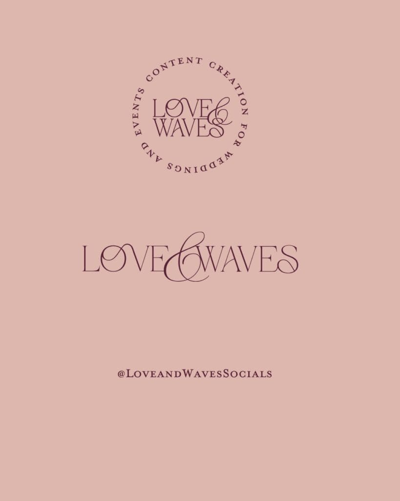 Love and Waves Socials wedding brand design logo and branding elements on soft blush background